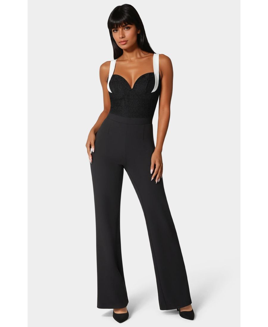 Женский комбинезон с кружевной вставкой и расклешенной юбкой Bebe, Black/white alyssum
Женский комбинезон с кружевной вставкой и расклешенной юбкой Bebe, Black/white alyssum