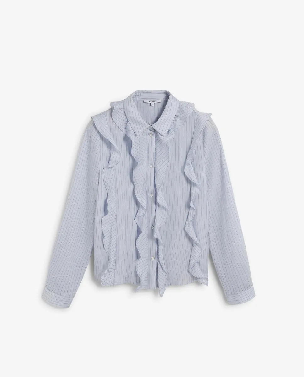 Женская рубашка с длинным рукавом и деталями воланов Scalpers, синий
Женская рубашка с длинным рукавом и деталями воланов Scalpers, синий