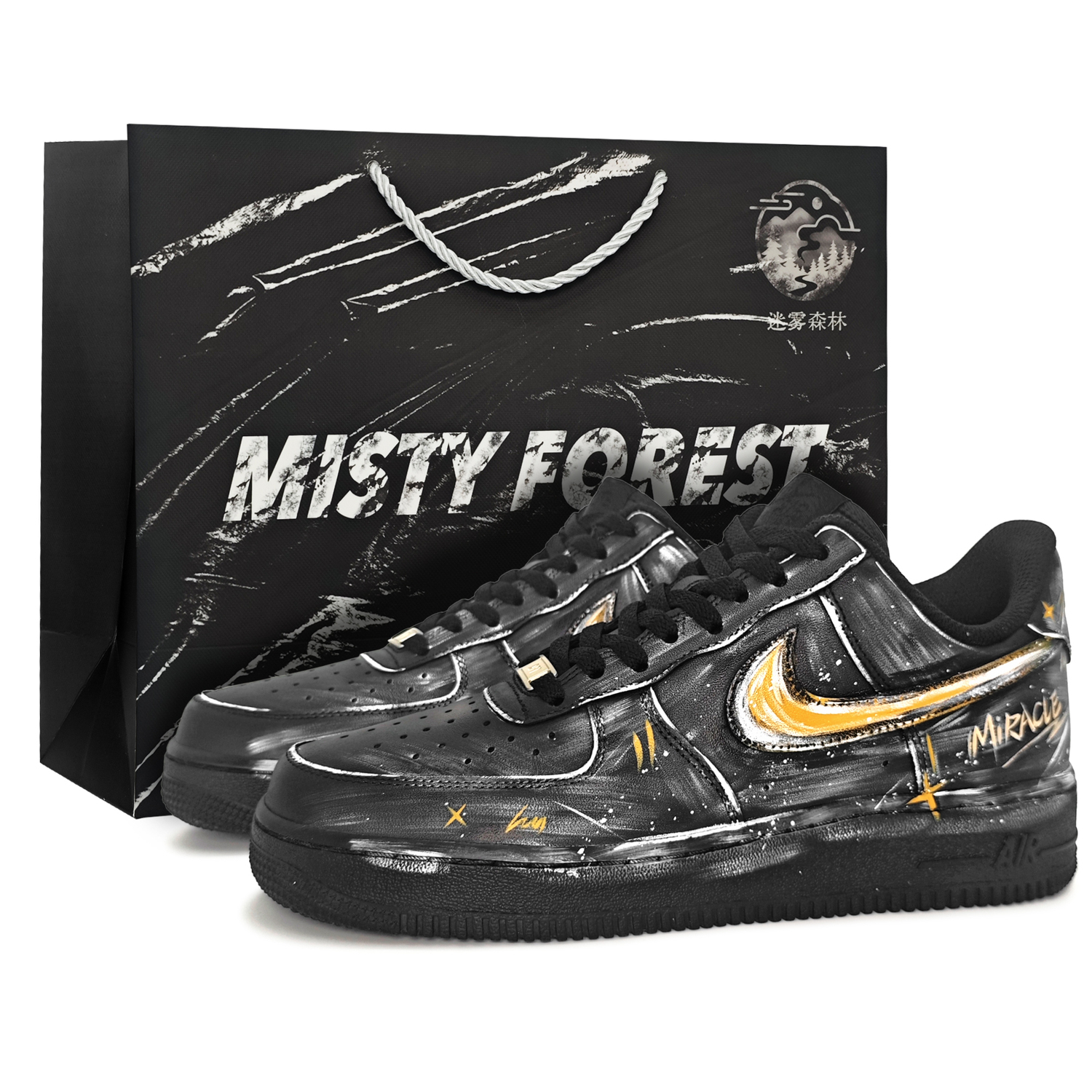 Nike Air Force 1 Infinite Miracle Coverage Abrasion Resistant Low top Skateboard Shoes Unisex Black White Gold
Nike Air Force 1 Infinite Miracle Coverage Abrasion Resistant Low top Skateboard Shoes Unisex Black White Gold