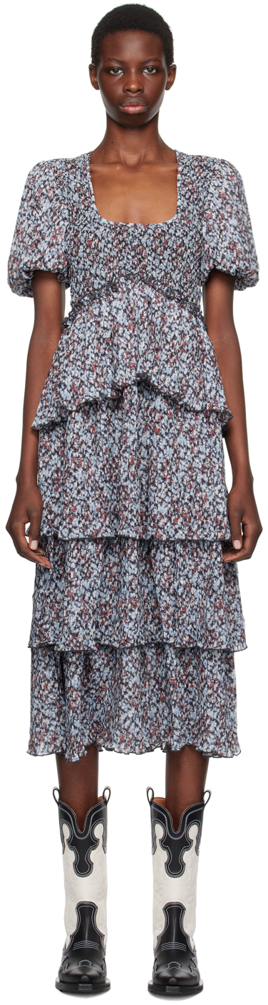 Синее платье-миди с цветочным принтом GANNI, Phantom
Синее платье-миди с цветочным принтом GANNI, Phantom