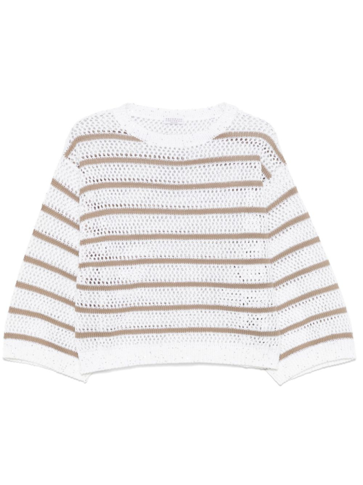 Полосатый свитер Brunello Cucinelli, белый
Полосатый свитер Brunello Cucinelli, белый