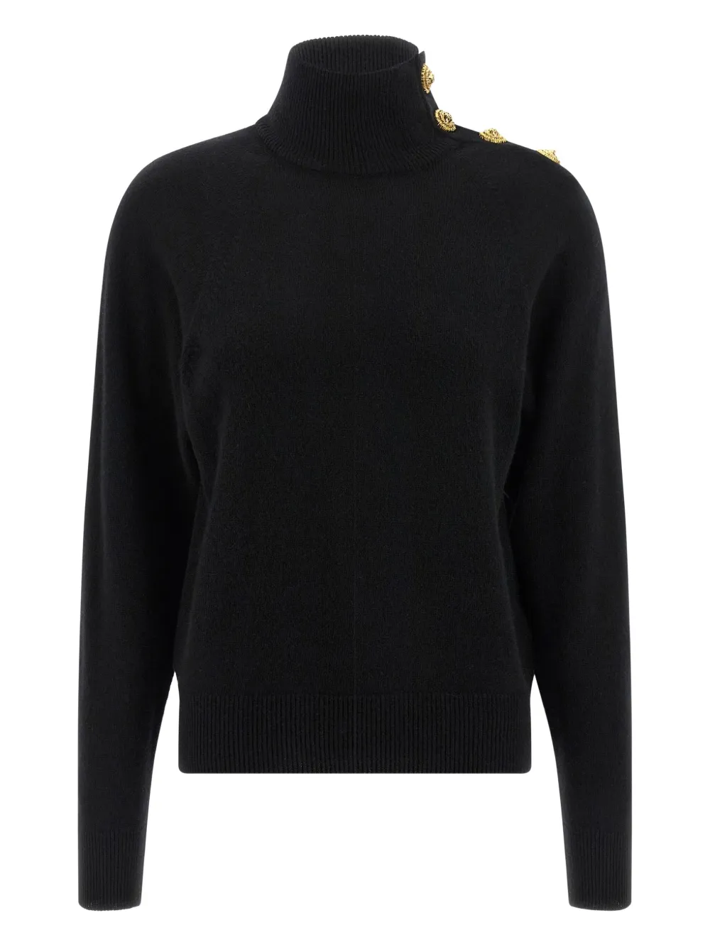 Свитер с высоким воротником и пуговицами-монетами BALMAIN, черный
Свитер с высоким воротником и пуговицами-монетами BALMAIN, черный