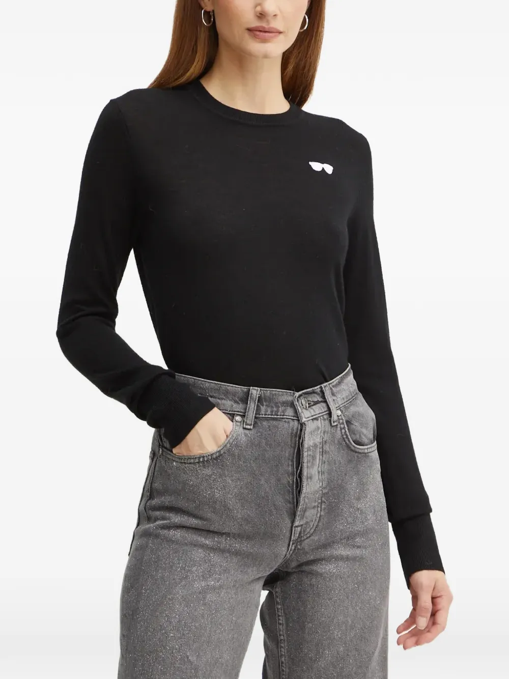 Топ с вышивкой и круглым вырезом Karl Lagerfeld, черный
Топ с вышивкой и круглым вырезом Karl Lagerfeld, черный