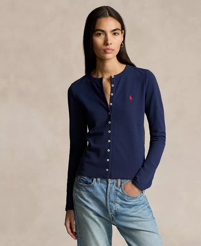 Женский кардиган-топ с круглым вырезом из хлопкового трикотажа с сетчатой вязкой Polo Ralph Lauren, синий
Женский кардиган-топ с круглым вырезом из хлопкового трикотажа с сетчатой вязкой Polo Ralph Lauren, синий