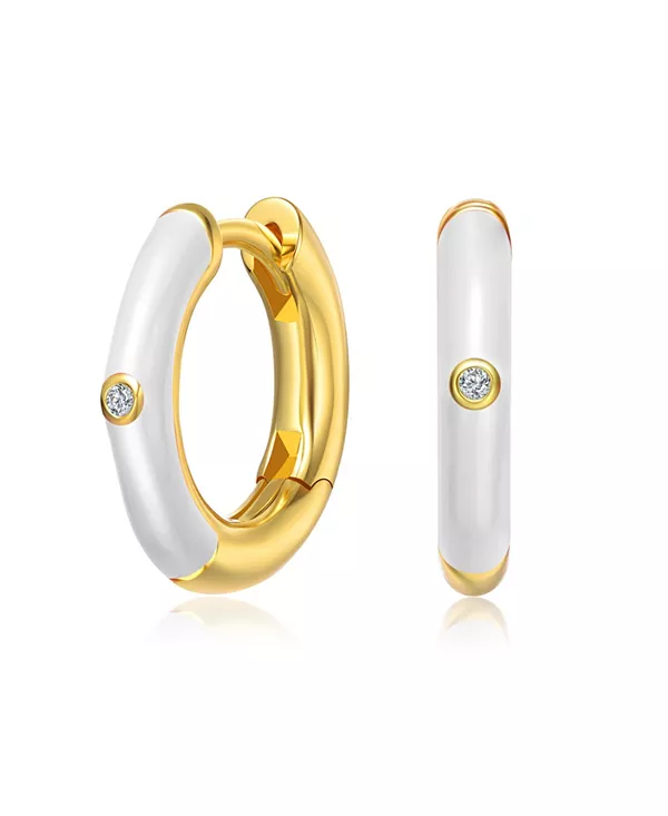 Детские серьги-кольца с цветной эмалью, покрытые 14-каратным золотом и кубическим цирконием Gigigirl, white
Детские серьги-кольца с цветной эмалью, покрытые 14-каратным золотом и кубическим цирконием Gigigirl, white