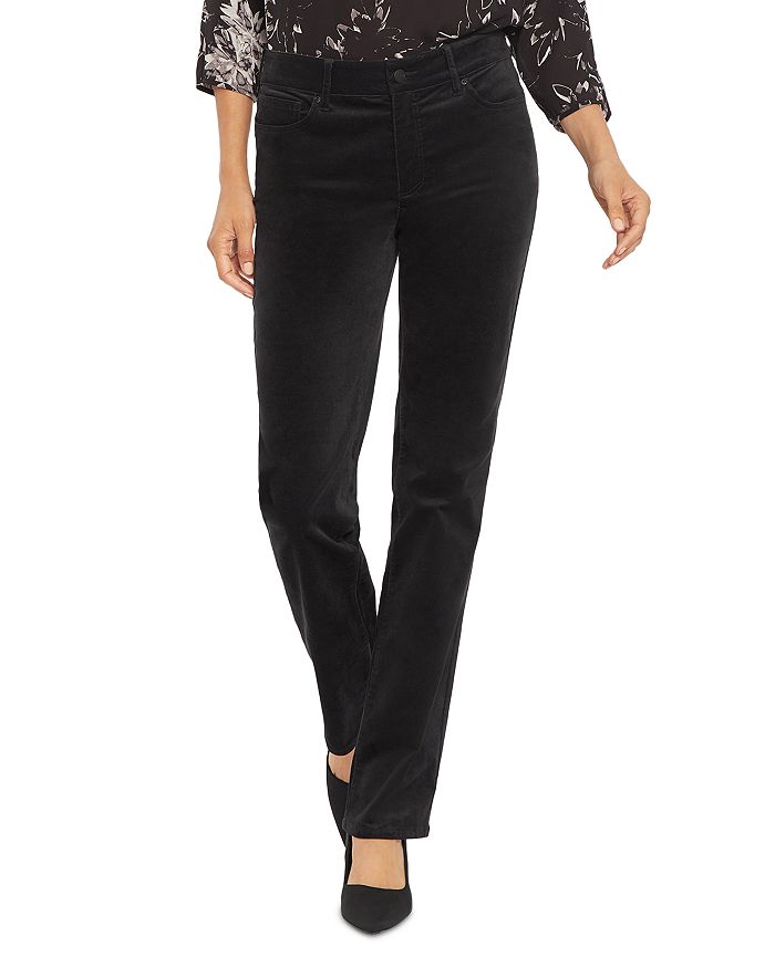 Брюки прямого покроя Marilyn Velveteen High Rise черного цвета NYDJ, черный 
Брюки прямого покроя Marilyn Velveteen High Rise черного цвета NYDJ, черный