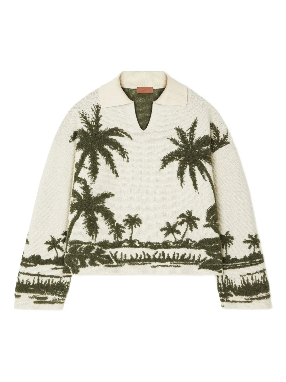 Свитер с воротником поло и принтом Alanui, нейтральный 
Свитер с воротником поло и принтом Alanui, нейтральный