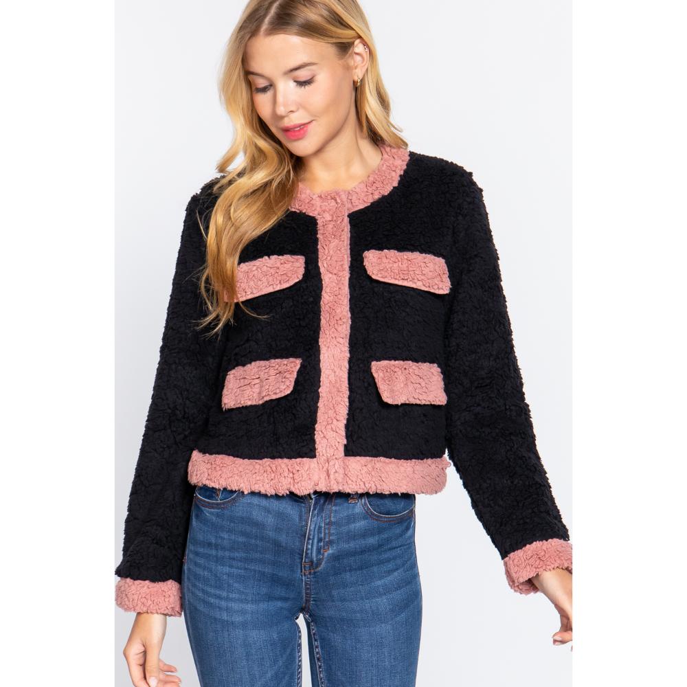 Куртка из искусственного меха с длинными рукавами и карманами FASHNZFAB, черный/розовый
Куртка из искусственного меха с длинными рукавами и карманами FASHNZFAB, черный/розовый
