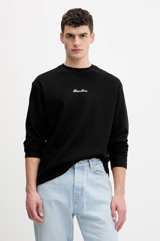 Хлопковый лонгслив Guess Jeans, черный
Хлопковый лонгслив Guess Jeans, черный