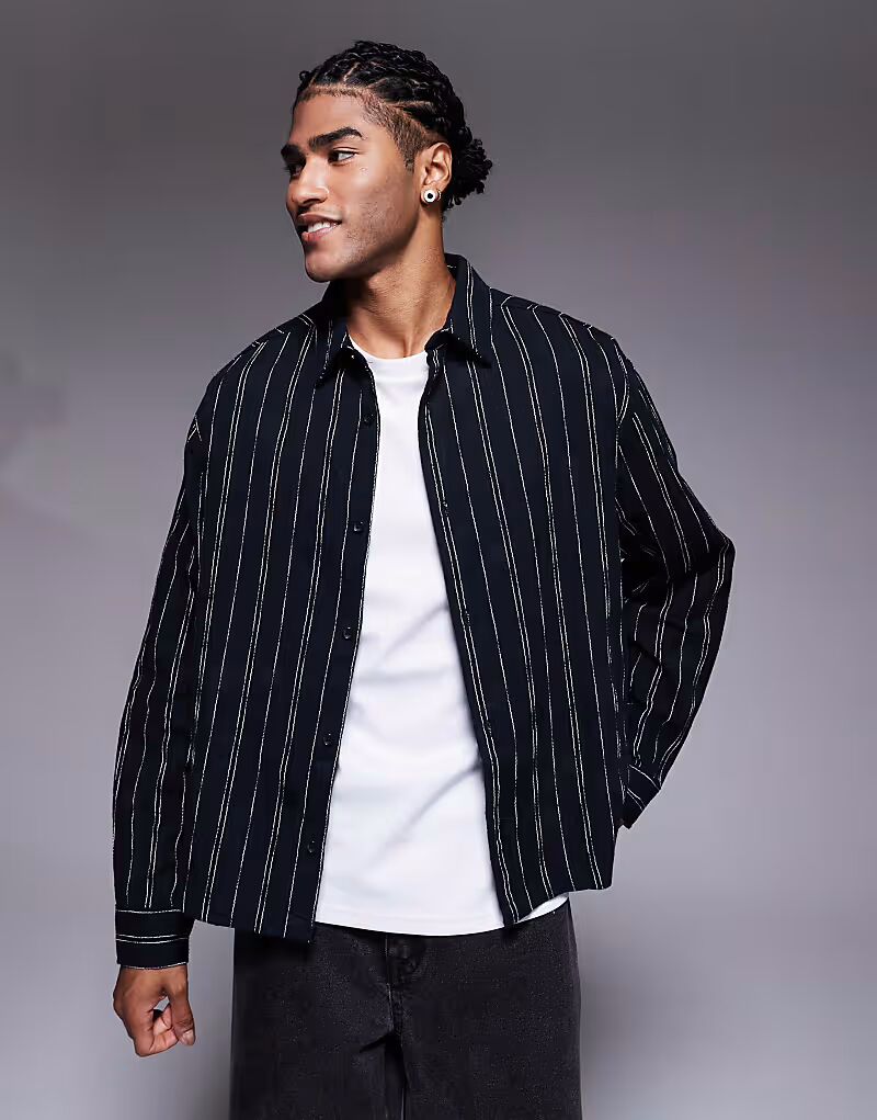 Рубашка свободного кроя в полоску черного цвета Asos Design
Рубашка свободного кроя в полоску черного цвета Asos Design