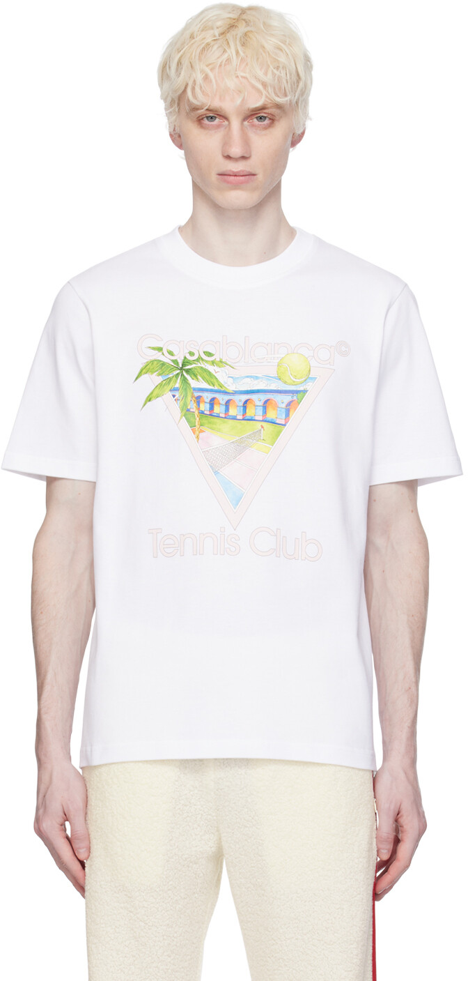 Белая футболка с надписью Tennis Club Casablanca 
Белая футболка с надписью Tennis Club Casablanca