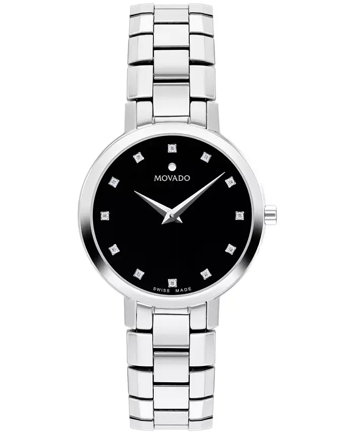 Женские часы Faceto Swiss Quartz с бриллиантовыми вставками, корпус из нержавеющей стали, 28 мм Movado
Женские часы Faceto Swiss Quartz с бриллиантовыми вставками, корпус из нержавеющей стали, 28 мм Movado