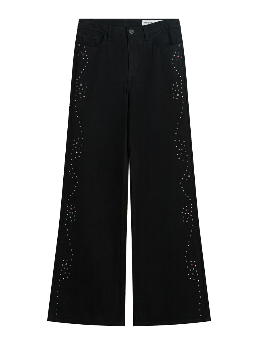 Джинсы с широкими штанинами Bershka, Black 
Джинсы с широкими штанинами Bershka, Black