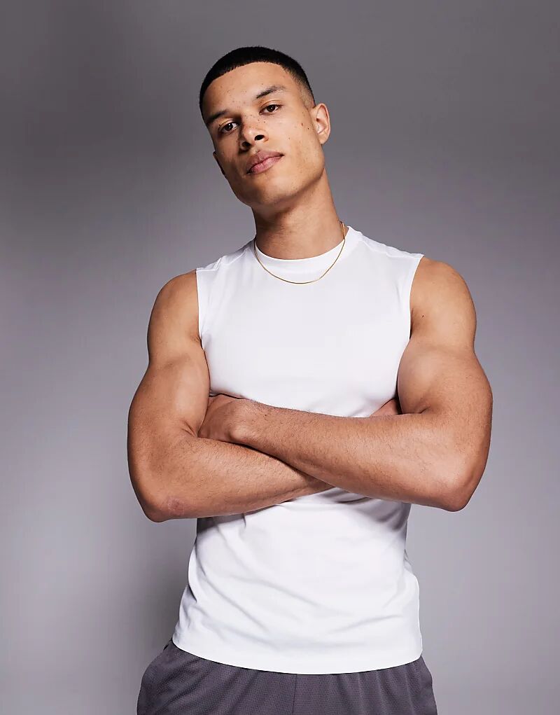 Icon training quick dry muscle fit майка белого цвета ASOS 4505 
Icon training quick dry muscle fit майка белого цвета ASOS 4505