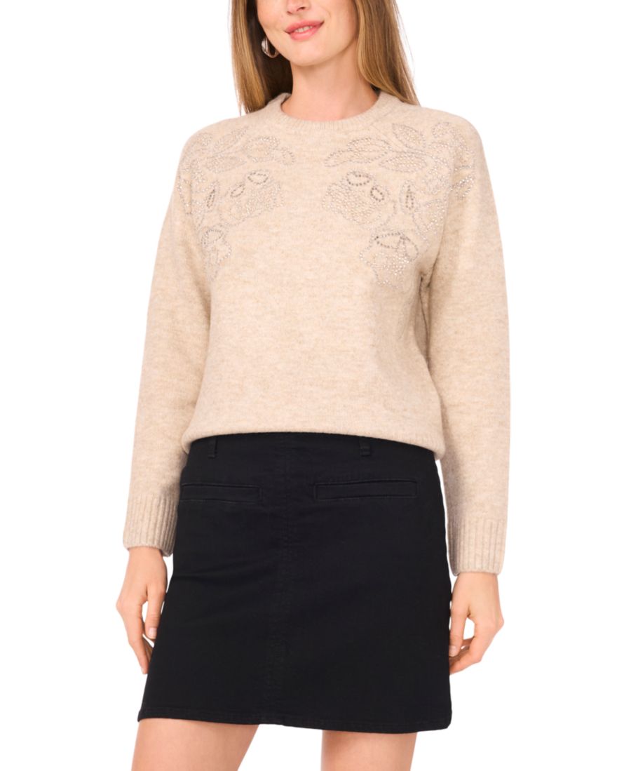 Женский свитер с круглым вырезом и декоративными деталями, с длинными рукавами Vince Camuto, Oatmeal
Женский свитер с круглым вырезом и декоративными деталями, с длинными рукавами Vince Camuto, Oatmeal