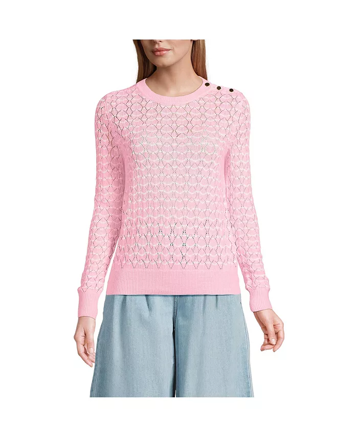 Женский современный свитер с круглым вырезом из хлопка и вискозы с пуговицами на плечах Lands' End, белый
Женский современный свитер с круглым вырезом из хлопка и вискозы с пуговицами на плечах Lands' End, белый