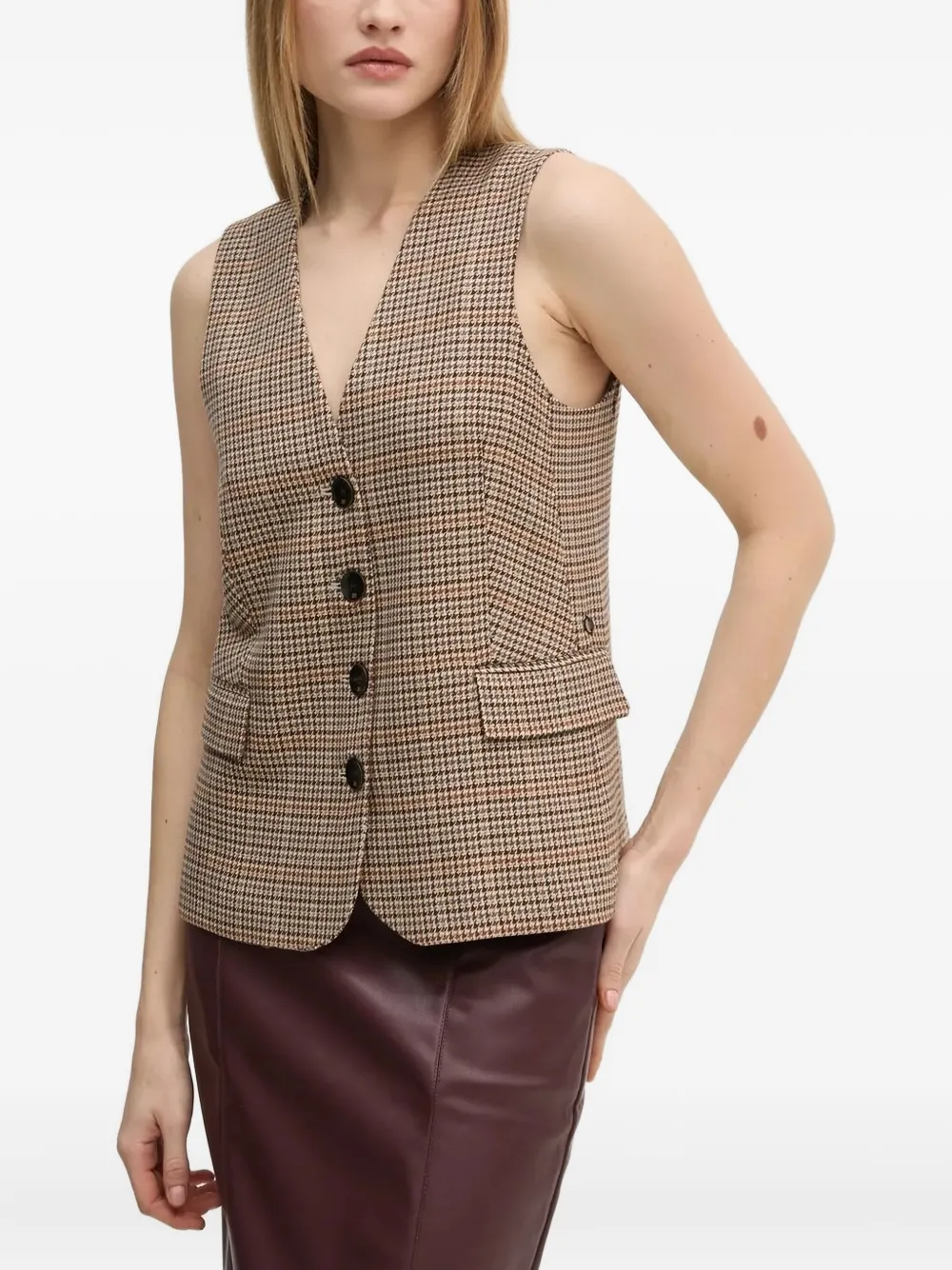 Топ без рукавов с узором «гусиная лапка» Pedro Del Hierro, коричневый
Топ без рукавов с узором «гусиная лапка» Pedro Del Hierro, коричневый