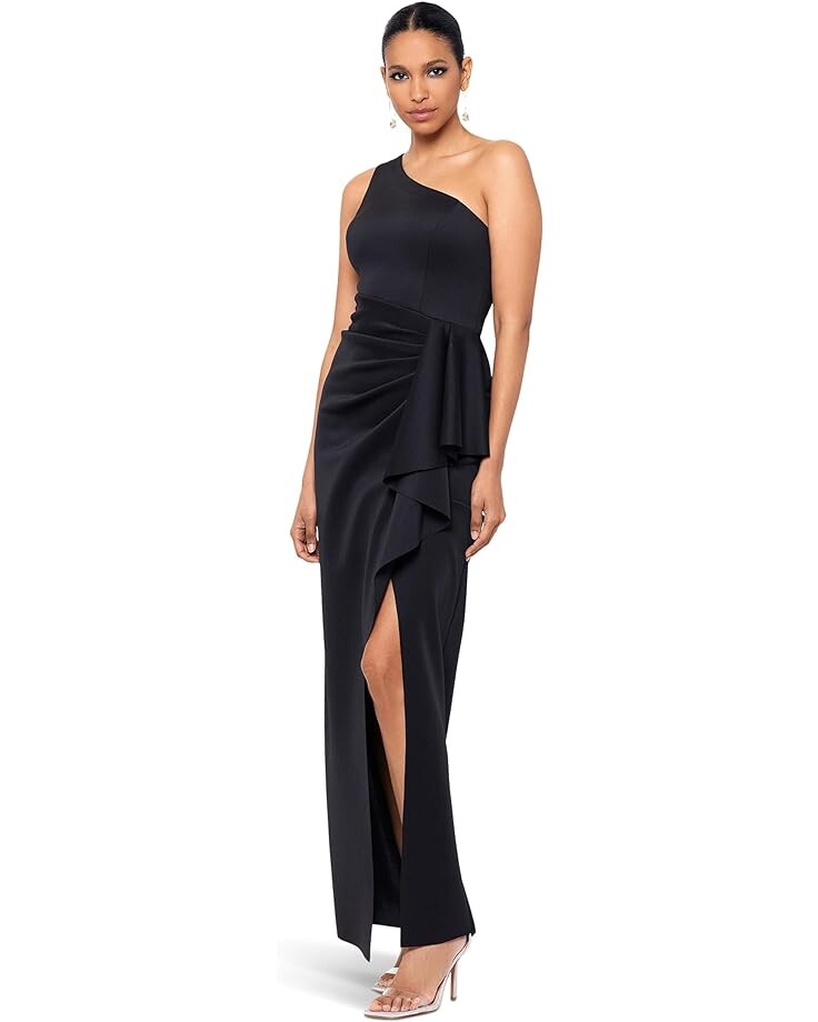 Платье XSCAPE Long Scuba One Shoulder Ruffle, черный
Платье XSCAPE Long Scuba One Shoulder Ruffle, черный