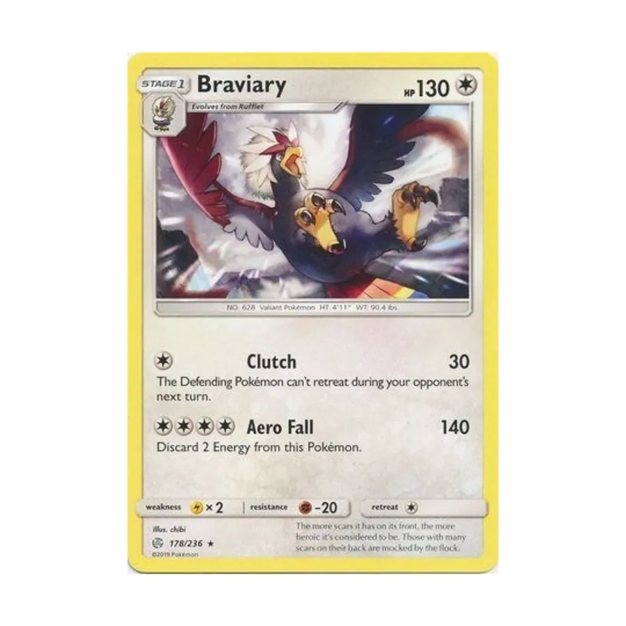 CCG Бравиари (R) # 178/236 (обратная голограмма), Pokemon - SM - Cosmic Eclipse - Singles 
CCG Бравиари (R) # 178/236 (обратная голограмма), Pokemon - SM - Cosmic Eclipse - Singles