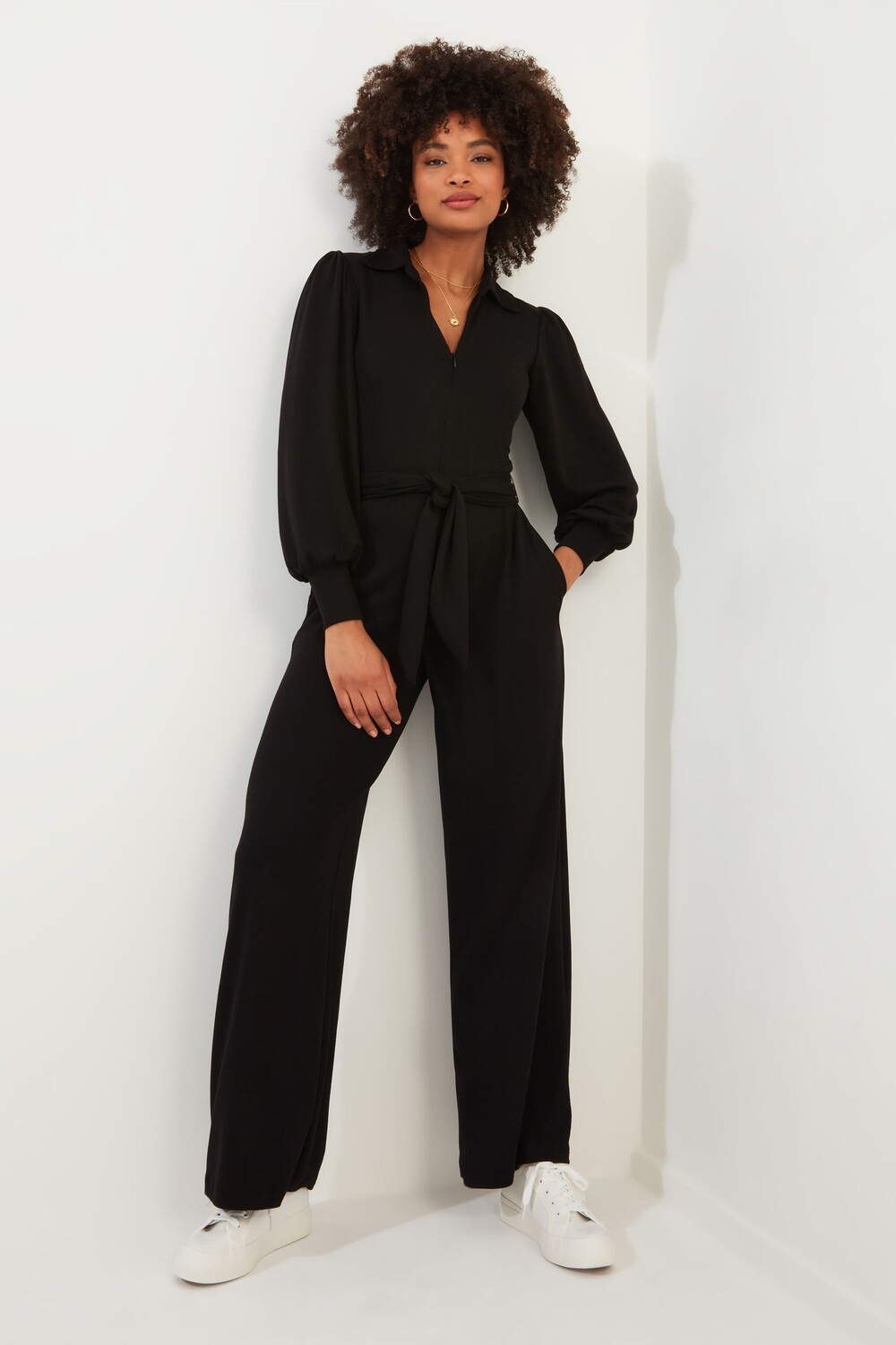 Трикотажный комбинезон прямого кроя с воротником стойкой и молнией спереди Joe Browns, черный