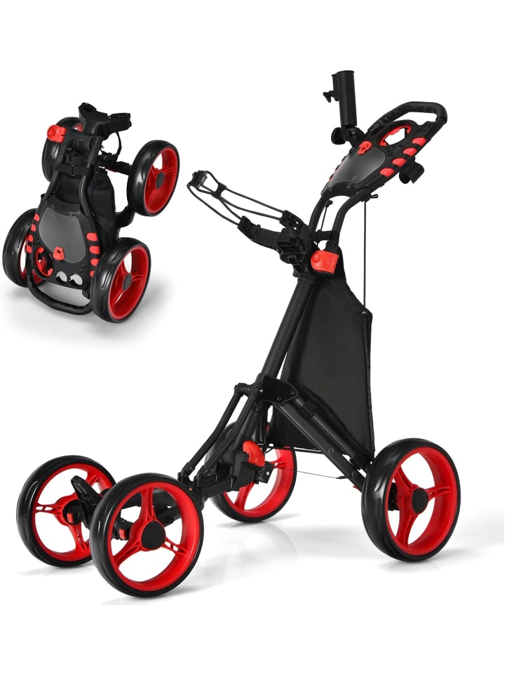 COSTWAY Четырехколесная складная тележка для гольфа красного цвета
COSTWAY Четырехколесная складная тележка для гольфа красного цвета