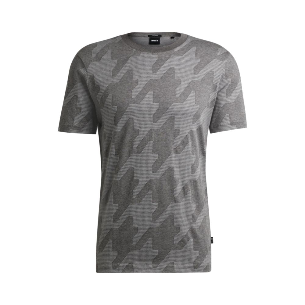 Футболка из мерсеризованного хлопка с жаккардовым узором «гусиная лапка» BOSS
Футболка из мерсеризованного хлопка с жаккардовым узором «гусиная лапка» BOSS
