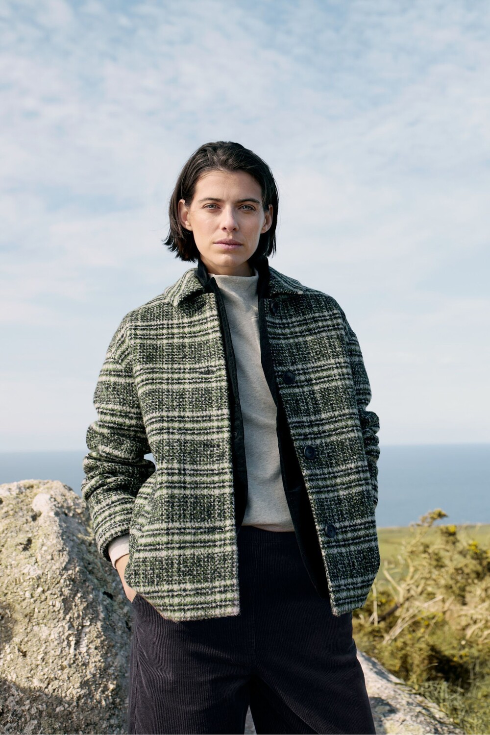 Пальто Beamwind в клетку из смеси шерсти Seasalt Cornwall, черный 
Пальто Beamwind в клетку из смеси шерсти Seasalt Cornwall, черный