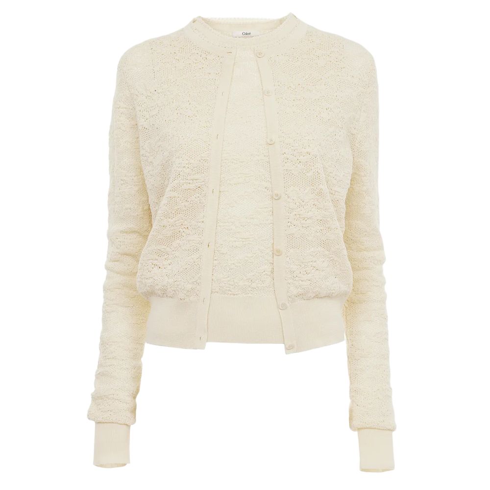 Chloé Кардиган с ажурной вязкой, White
Chloé Кардиган с ажурной вязкой, White