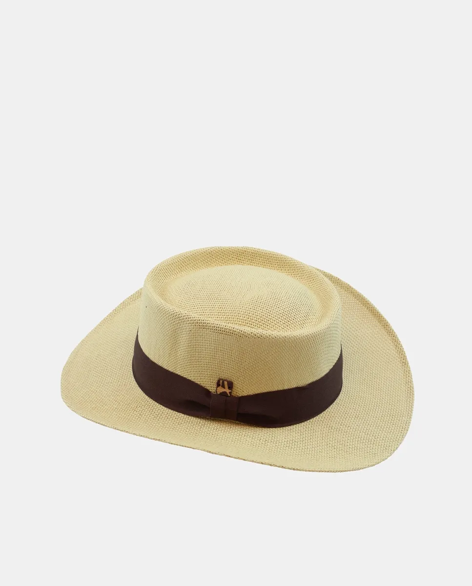 Шляпа игрока из бежевой бумаги с коричневой лентой Aranda, бежевый
Шляпа игрока из бежевой бумаги с коричневой лентой Aranda, бежевый