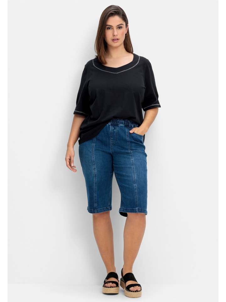 Тканевые шорты sheego, синий деним
Тканевые шорты sheego, синий деним