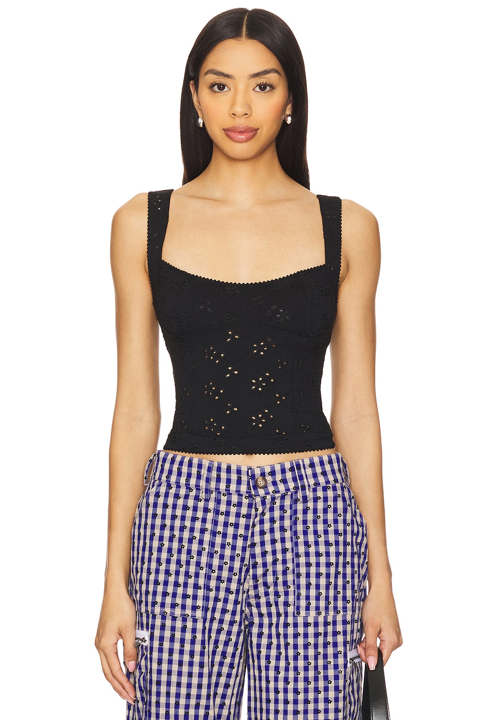 Плетеный топ на бретельках Full bloom от Free People, black 
Плетеный топ на бретельках Full bloom от Free People, black