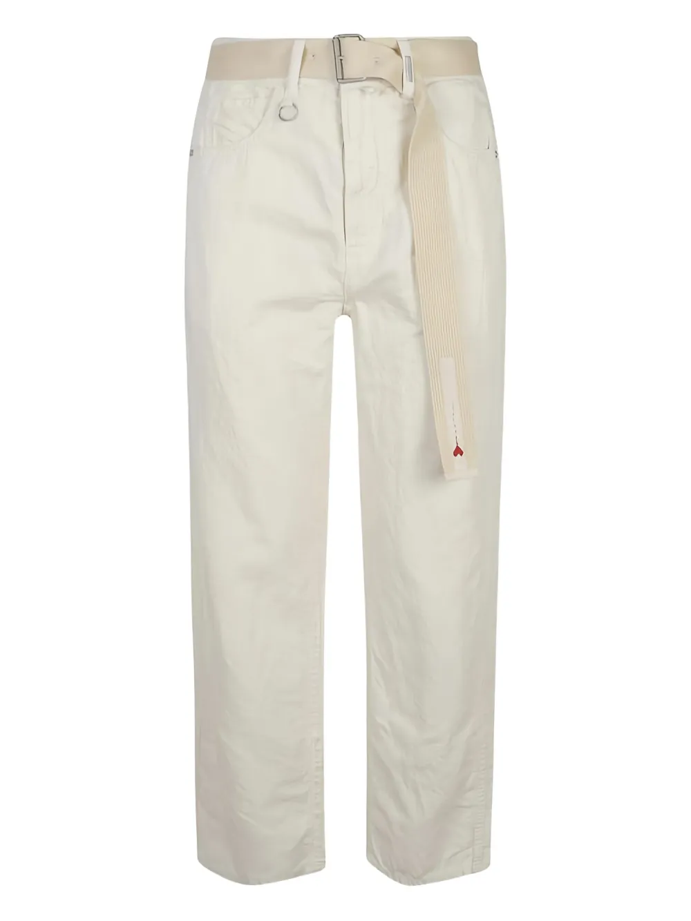 Брюки из хлопка и льна с поясом High, нейтральный 
Брюки из хлопка и льна с поясом High, нейтральный