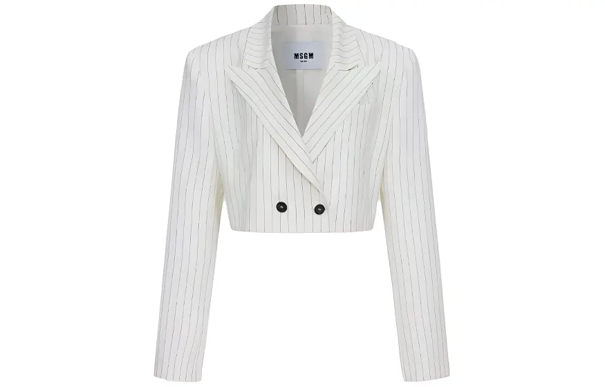 MSGM Приталенный укороченный пиджак в полоску, White
MSGM Приталенный укороченный пиджак в полоску, White