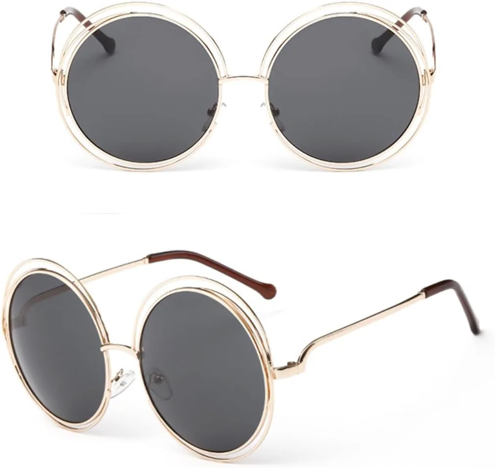 Винтажные женские круглые солнцезащитные очки, модные женские солнцезащитные очки в металлической оправе с большими линзами, женские защитные очки VRTRFFTR, Gold-grey
Винтажные женские круглые солнцезащитные очки, модные женские солнцезащитные очки в металлической оправе с большими линзами, женские защитные очки VRTRFFTR, Gold-grey