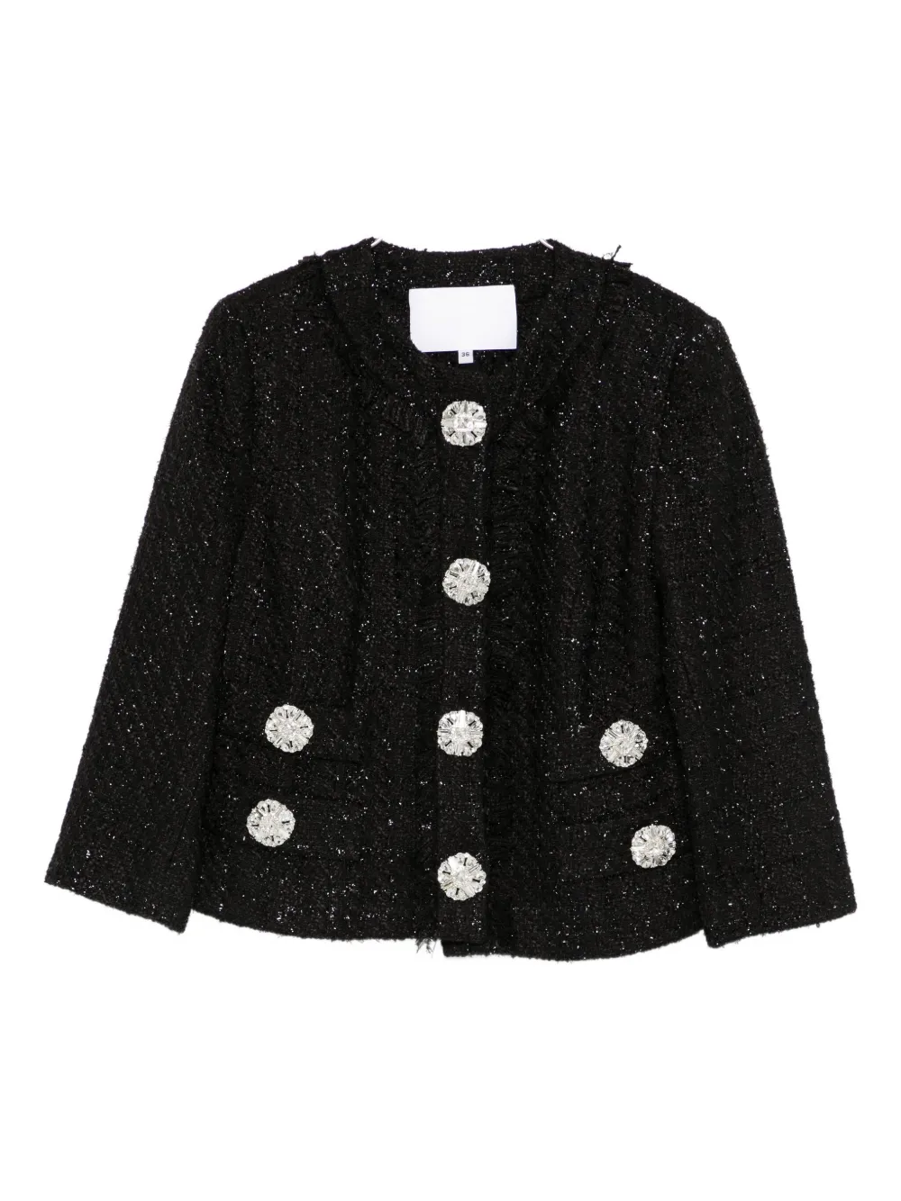Укороченный твидовый жакет Macie Costarellos, черный
Укороченный твидовый жакет Macie Costarellos, черный