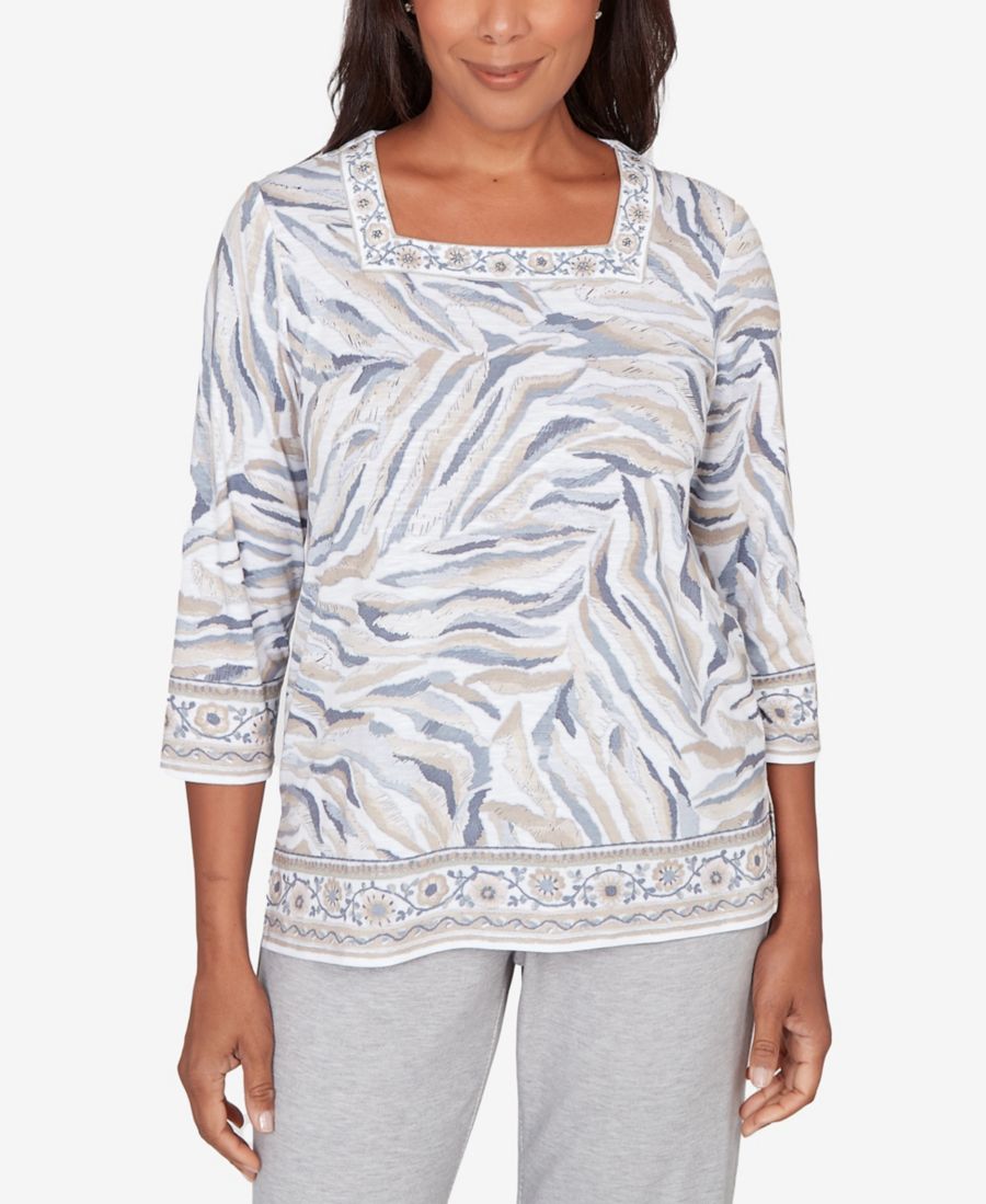 Женская блузка Comfort & Joy с квадратным вырезом и анималистическим принтом по краю Alfred Dunner, Gray Multi
Женская блузка Comfort & Joy с квадратным вырезом и анималистическим принтом по краю Alfred Dunner, Gray Multi