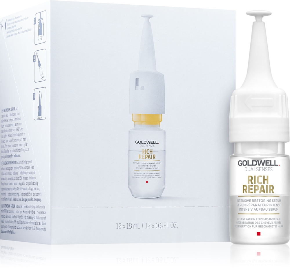 Интенсивная восстанавливающая сыворотка Dualsenses Rich Repair для сухих и поврежденных волос Goldwell, 12 x 18 мл
Интенсивная восстанавливающая сыворотка Dualsenses Rich Repair для сухих и поврежденных волос Goldwell, 12 x 18 мл