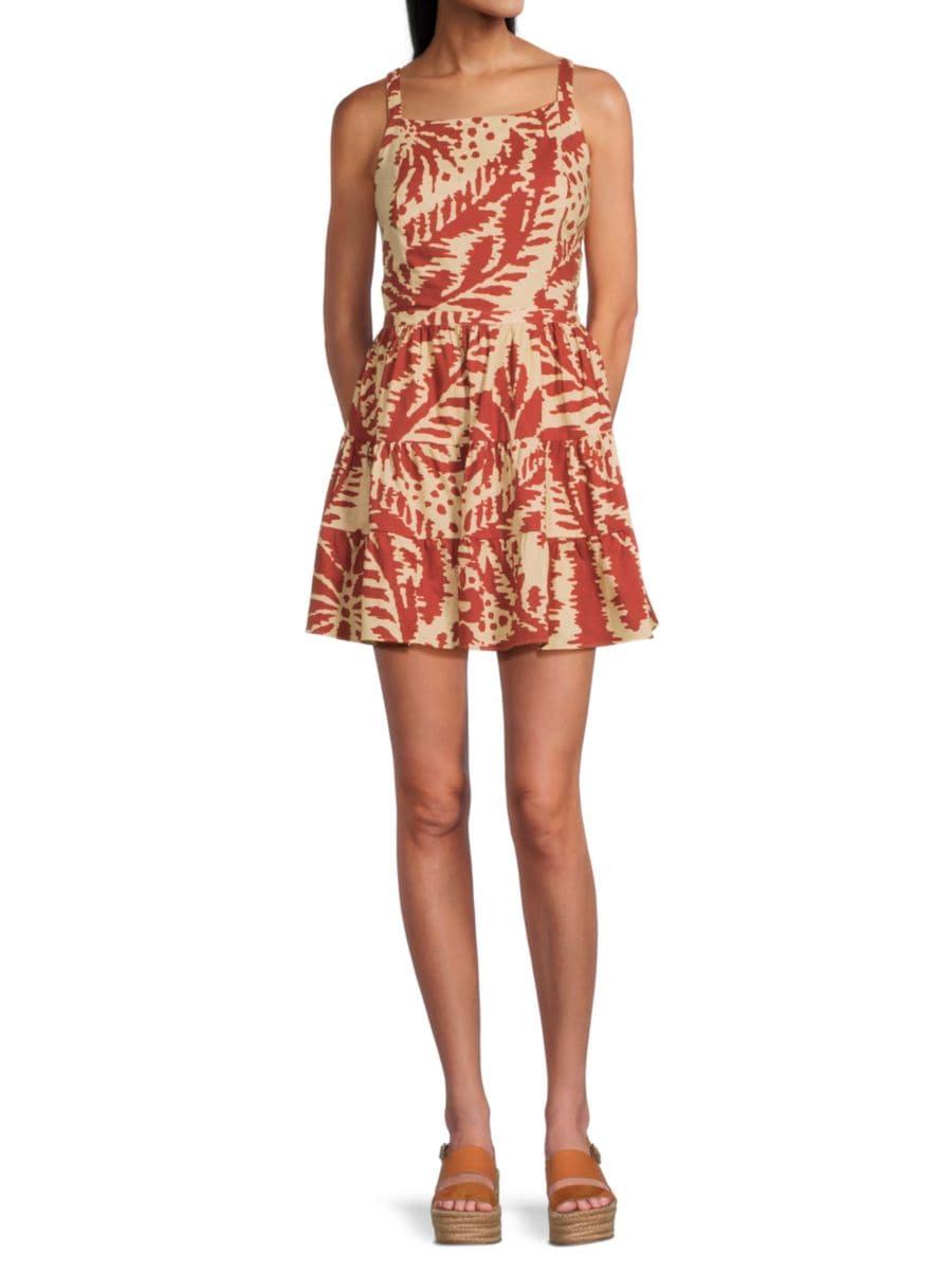 Мини-платье Trisha из хлопка с ярусами Walter Baker, цвет Red Multicolor 
Мини-платье Trisha из хлопка с ярусами Walter Baker, цвет Red Multicolor
