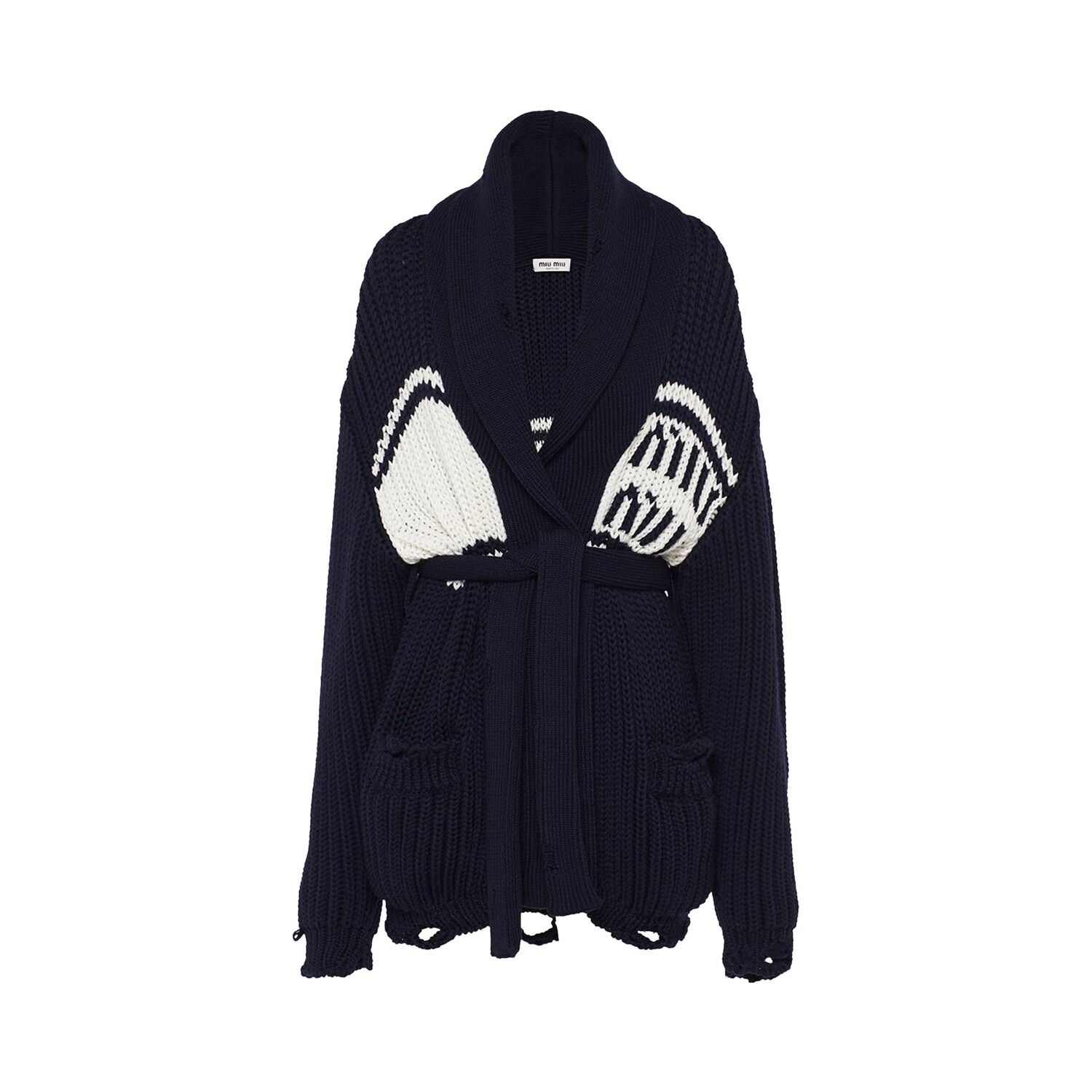 Шерстяной кардиган Miu Miu темно-синий
Шерстяной кардиган Miu Miu темно-синий