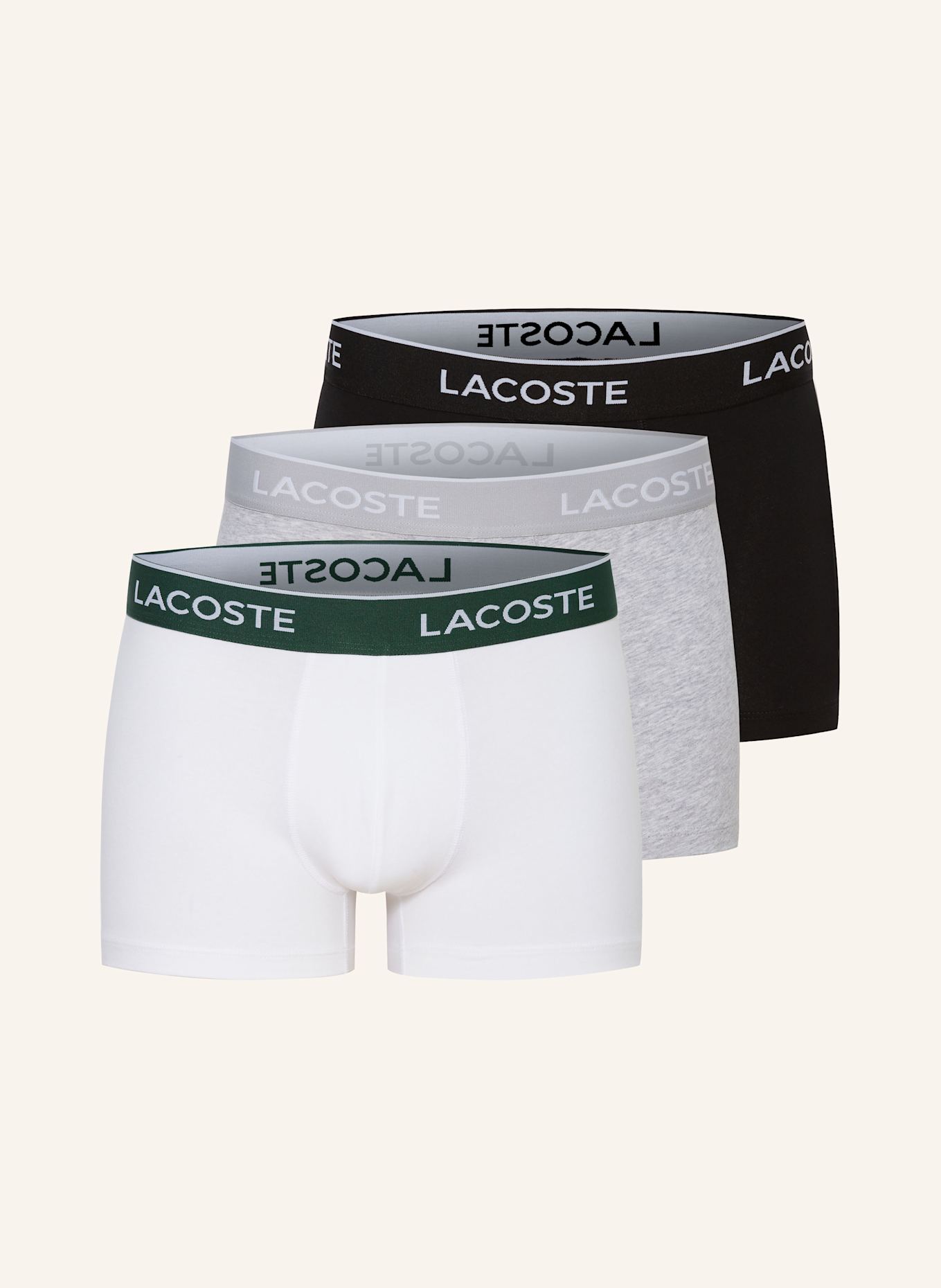 Комплект из 3 пар трусов-боксеров Lacoste, мультиколор 
Комплект из 3 пар трусов-боксеров Lacoste, мультиколор