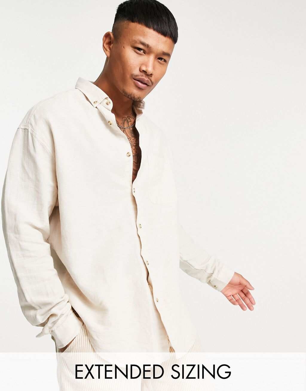 Бежевая льняная рубашка оверсайз в стиле 90-х ASOS DESIGN
Бежевая льняная рубашка оверсайз в стиле 90-х ASOS DESIGN