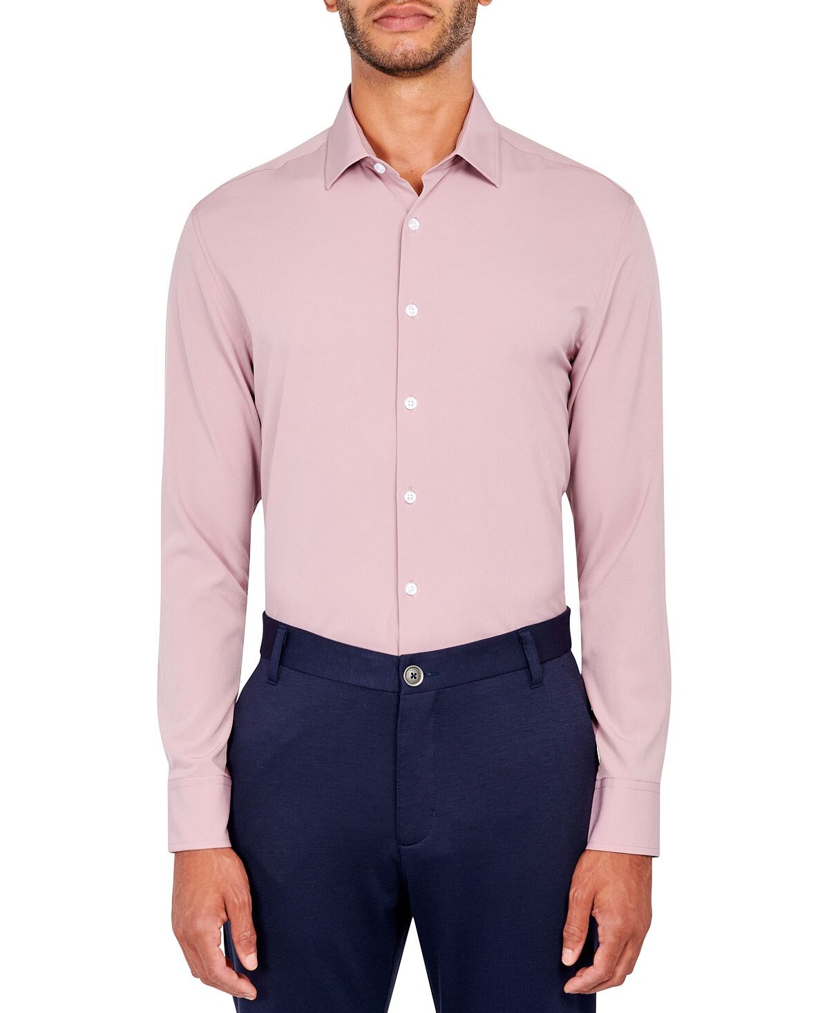 Мужская однотонная комфортная классическая рубашка стрейч с охлаждением Ceremony ConStruct 
Мужская однотонная комфортная классическая рубашка стрейч с охлаждением Ceremony ConStruct