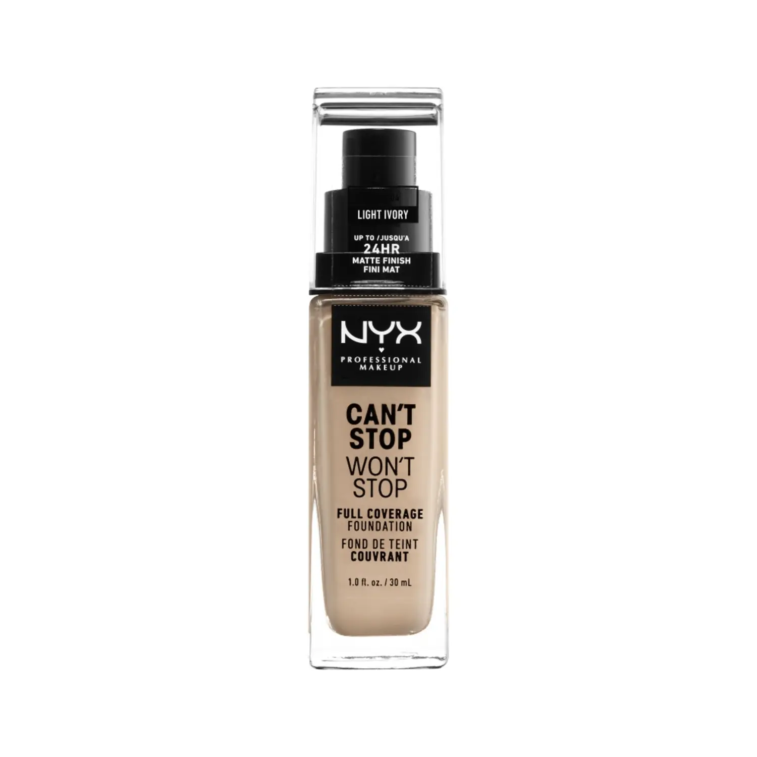 Тональный крем для лица цвета слоновой кости Nyx Professional Makeup Cant' Stop Won'T Stop, 30 мл
Тональный крем для лица цвета слоновой кости Nyx Professional Makeup Cant' Stop Won'T Stop, 30 мл