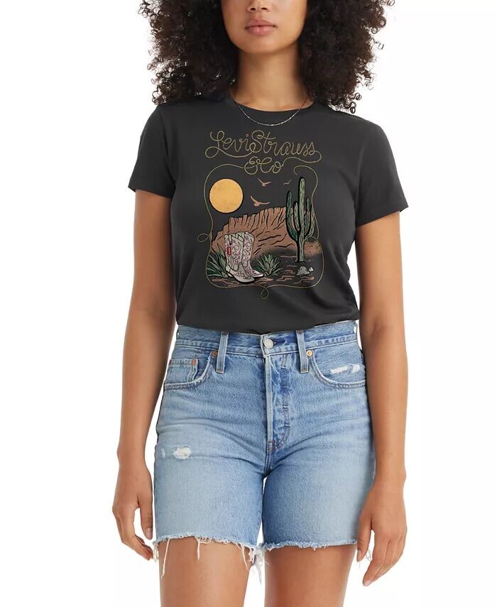 Женская хлопковая футболка с графическим логотипом Perfect Levi's, черный
Женская хлопковая футболка с графическим логотипом Perfect Levi's, черный