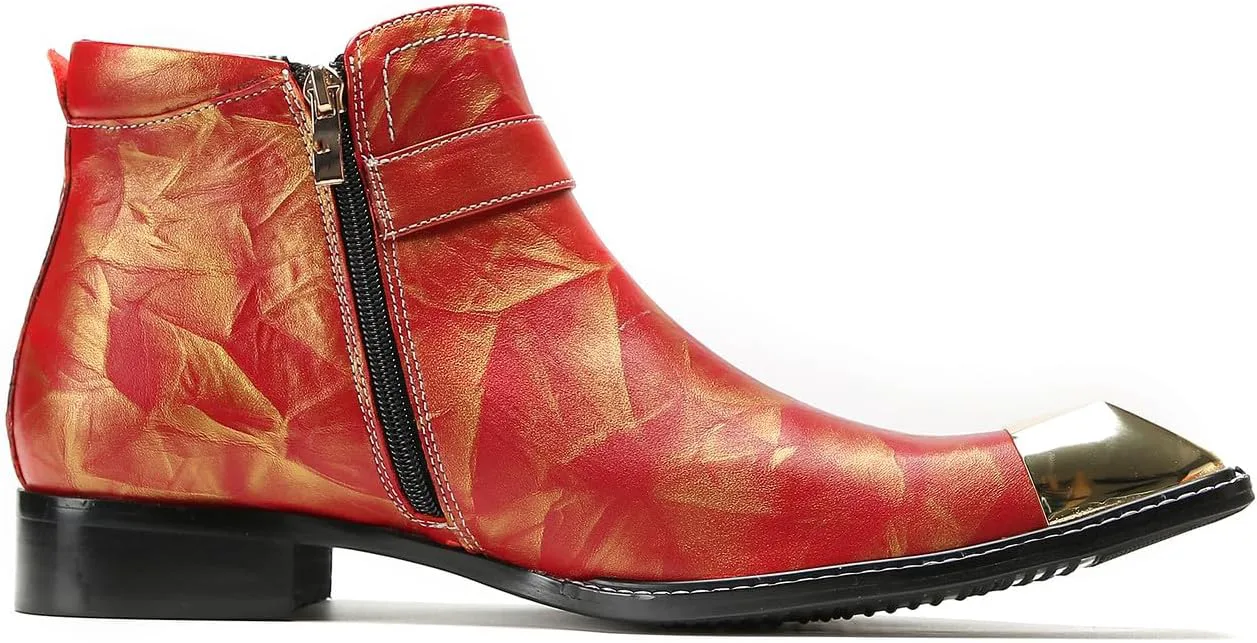 Мужские повседневные ботинки Chelsea Santimon на щиколотке с металлическим носком - настоящая кожа тисненая под крокодила, вестерн-ковбойские ботинки с ремешком и пряжкой для панк-вечеринок и ночных клубов, красный
Мужские повседневные ботинки Chelsea Santimon на щиколотке с металлическим носком - настоящая кожа тисненая под крокодила, вестерн-ковбойские ботинки с ремешком и пряжкой для панк-вечеринок и ночных клубов, красный