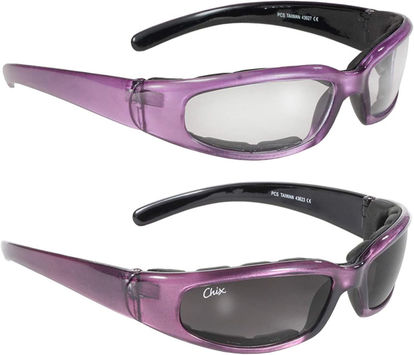 2 пары женских мотоциклетных солнцезащитных очков Chix Rally с мягкой подкладкой, фиолетовая оправа, линзы с градиентом прозрачного и серого цвета Pacific Coast Sunglasses, Purple-clear/Smoke
2 пары женских мотоциклетных солнцезащитных очков Chix Rally с мягкой подкладкой, фиолетовая оправа, линзы с градиентом прозрачного и серого цвета Pacific Coast Sunglasses, Purple-clear/Smoke