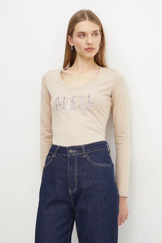 Лонгслив Guess, бежевый
Лонгслив Guess, бежевый