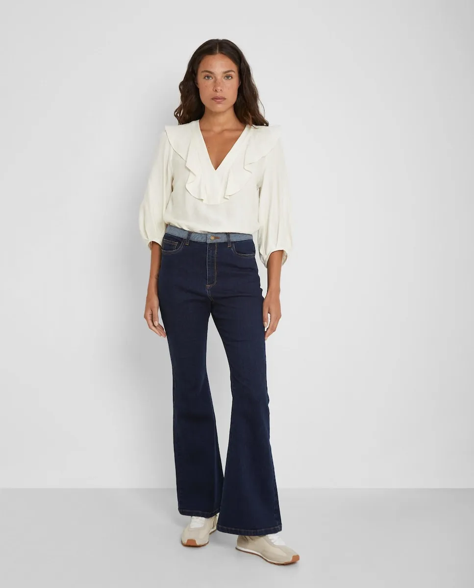 Женские расклешенные джинсы с контрастной талией Trucco, тёмно-синий
Женские расклешенные джинсы с контрастной талией Trucco, тёмно-синий