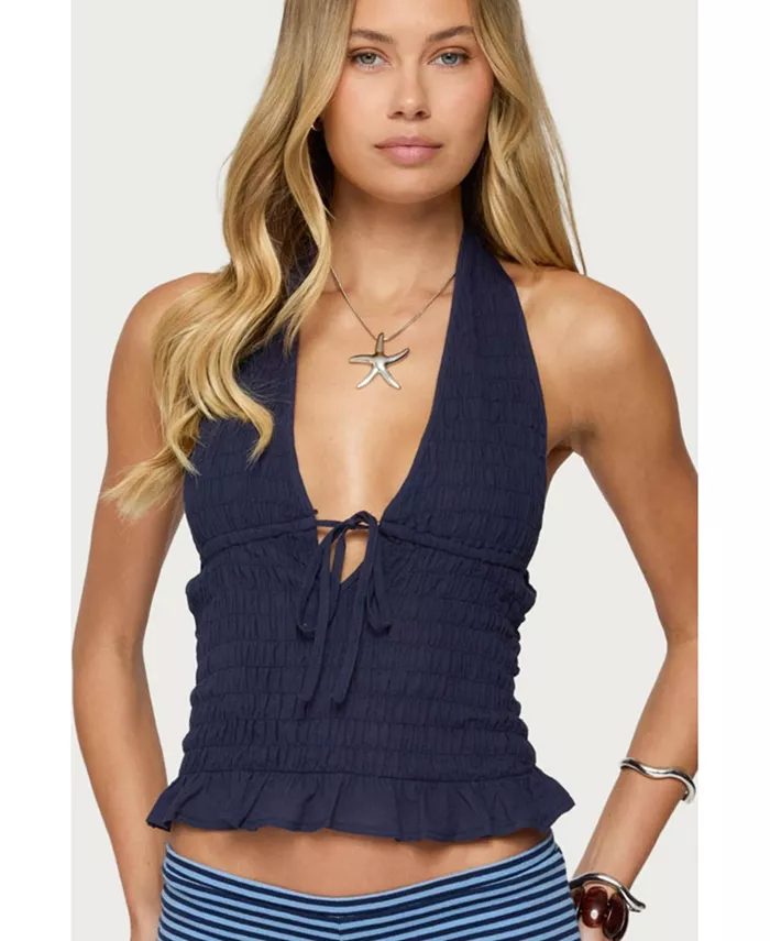 Женский топ-халтер Larissa Scrunch Edikted, синий
Женский топ-халтер Larissa Scrunch Edikted, синий