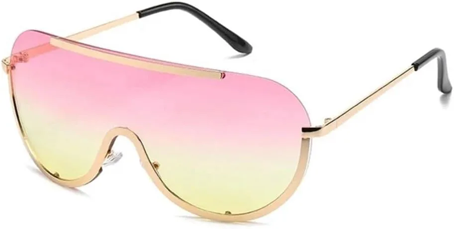 Большие металлические солнцезащитные очки в стиле панк для женщин, полуободковые, с линзами-щитками. Модные женские солнцезащитные очки JWMSXYQR, Pink Yellow
Большие металлические солнцезащитные очки в стиле панк для женщин, полуободковые, с линзами-щитками. Модные женские солнцезащитные очки JWMSXYQR, Pink Yellow